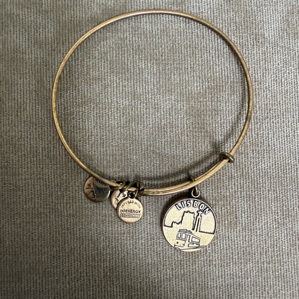 Gold Lisbon Charm Bangle Bracelet